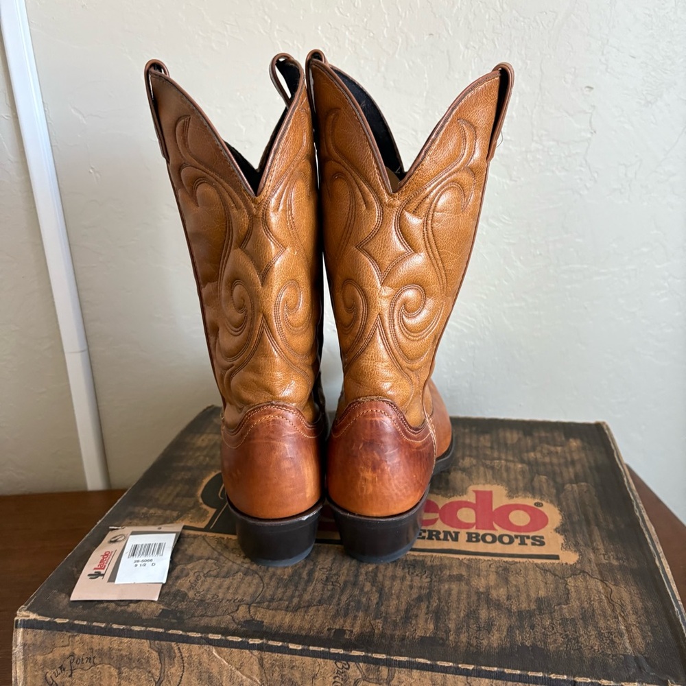 Laredo Western Boots Tobacco Brown Leather Made in USA Size 9.5 D w/ Box unworn - Picture 9 of 12
